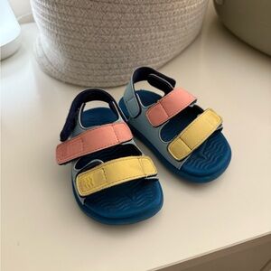 Native Kids Sandals in Blue, Pink, and Yellow